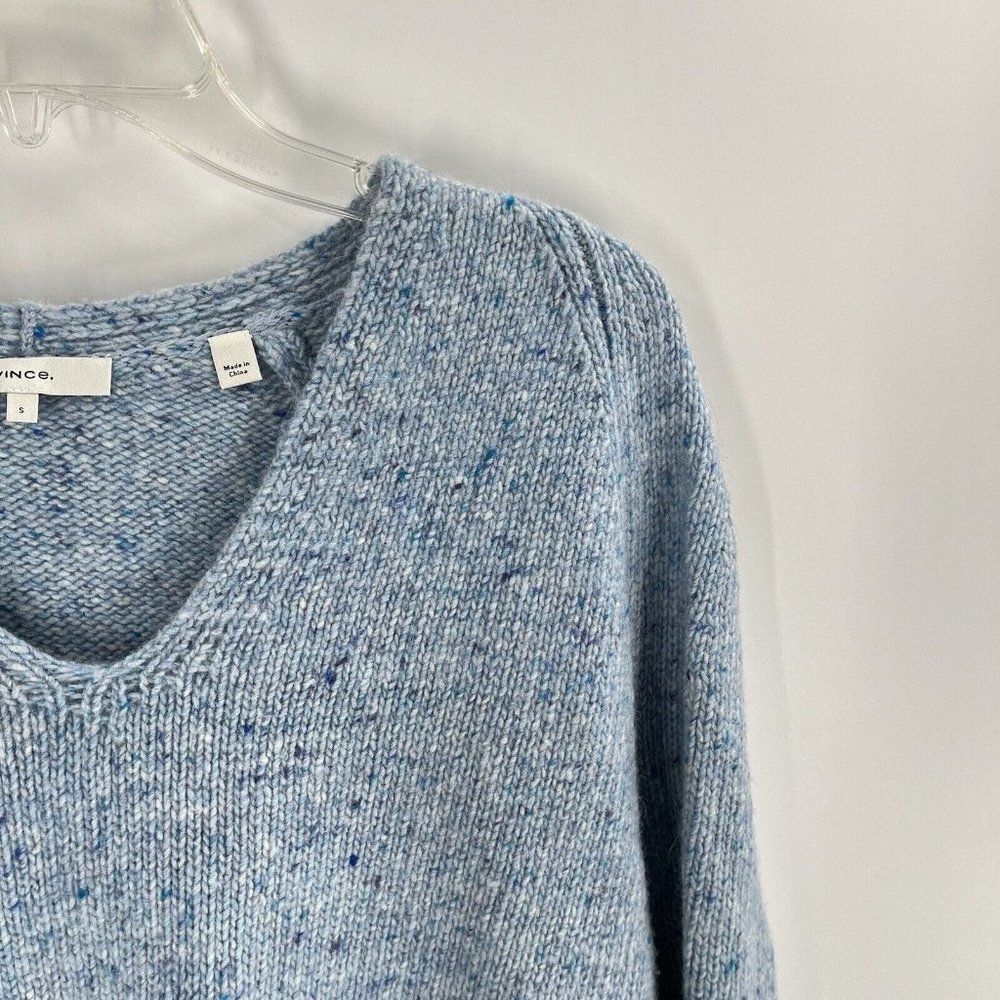 Vince Light Blue V Neck Sweater Knit Wool Alpaca Sz Small - Picture 3 of 6
